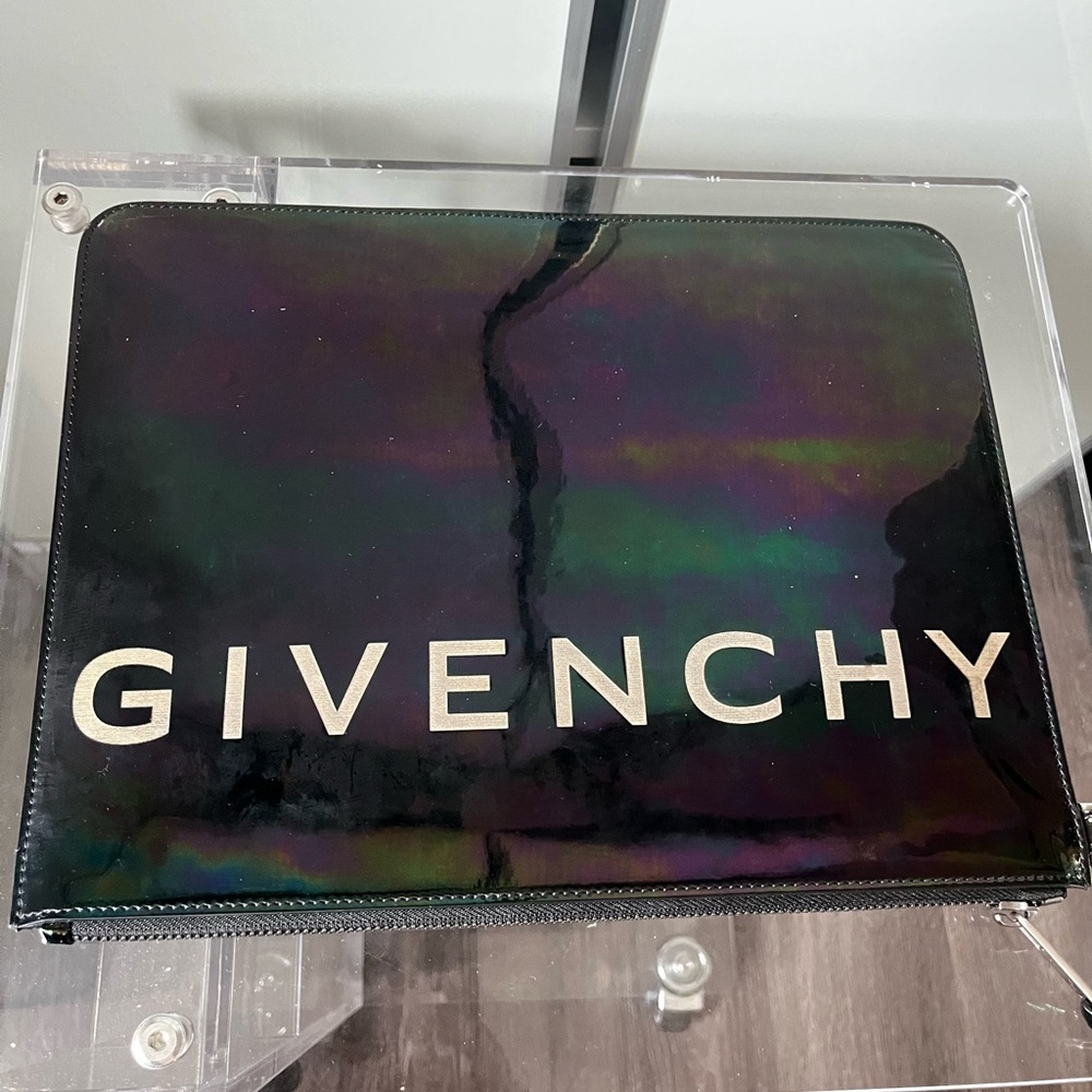 Authentic Givenchy Leather Large Reversed Logo Cluth